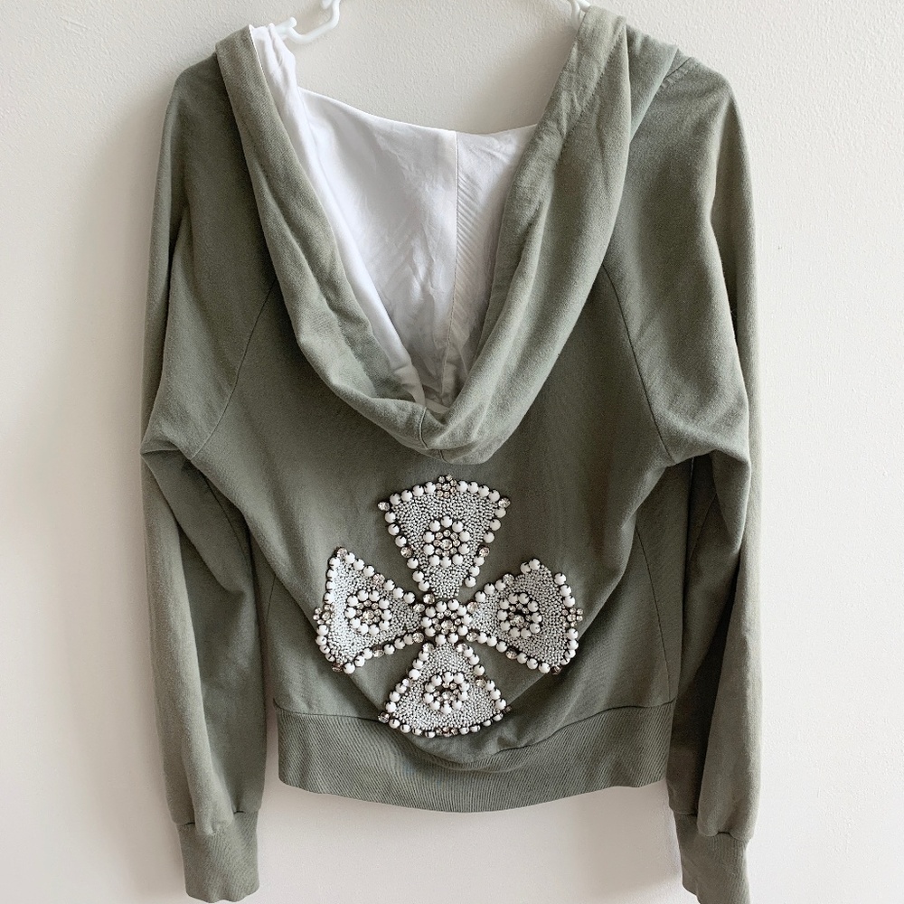 Twisted Heart Bedazzled Zip Up Hoodie